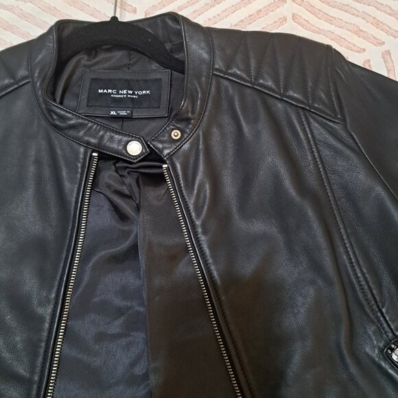 NEW! XL Marc New York Andrew Marc 100% Genuine Leather Racer Moto Jacket - Picture 5 of 7